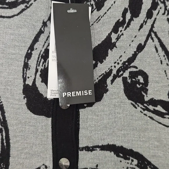 Premise Black and Gray Paisley Women's Sweater Sz Med Nwt - Picture 3 of 5